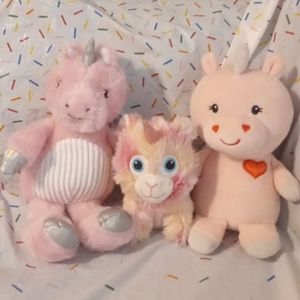 Unicorn Plush Bundle - 3 Cute Pink Stuffed Animals